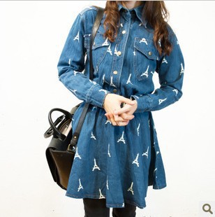 Free Shipping new 2013 spring summer street style denim dress/ women fashion Dress/Wholesale & Retail