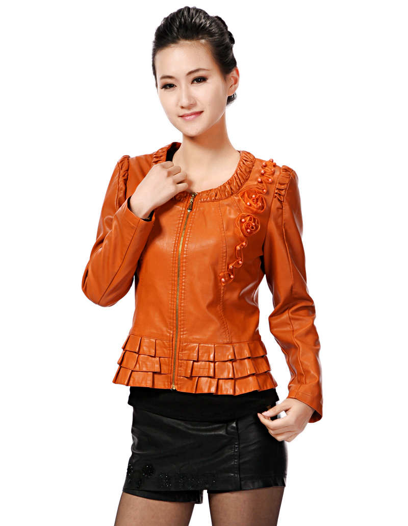 Free shipping !!! NEW 2013 Women's brand Fashion Sheepskin genuine leather short leather jacket Coat / XL-4XL