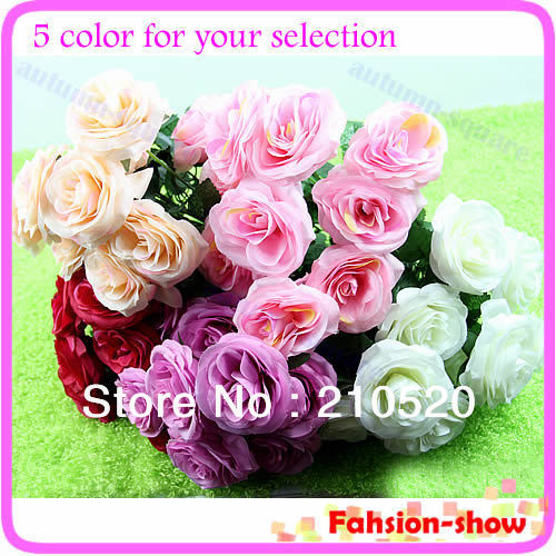 Free Shipping New 5 colors Roses Bridal Holding Flower Clutch Wedding Bouquet Bridesmaid Favor 10 Head