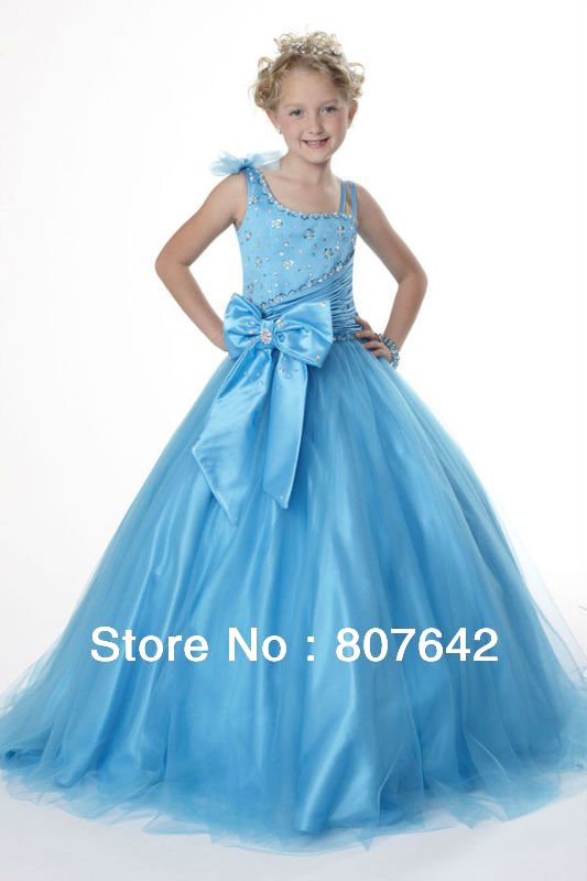 Free shipping new A-line off the shoulder Sweetheart Flower girl dresses girls pageant dresses Custom-size/color Sky-1083