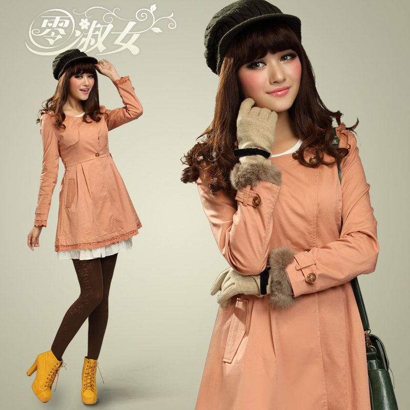 free shipping New arrival 2012 autumn and winter clothing small fresh elegant slim autumn trench outerwear