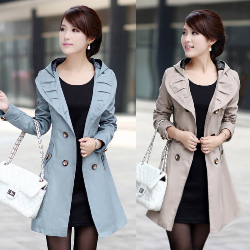 Free shipping New arrival 2012 autumn hooded slim casual ol elegant outerwear trench female coat