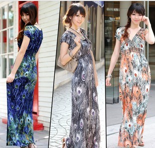 free shipping New arrival,2013 Fashion dress sexy eveing v-neck maxi dress women printed Bohemian beach dress with BRA 6856#