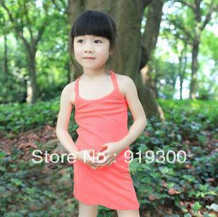 Free Shipping!!!New arrival 2013 girls cotton long tank tops,fashion summer Child sleeveless vest,10 pieces/lot #CV08