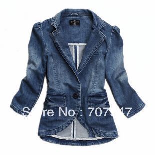 Free shipping New arrival 2013 womens jackets and coats water wash denim jacket suit slim jeans jacket outwear Fashion denim top
