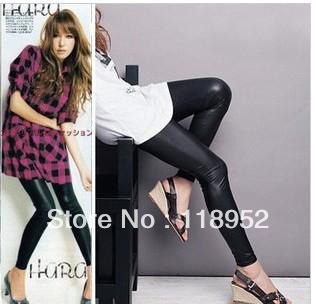 free shipping new arrival 2013fashion spring autumn black faux leather ankle length legging  slim elastic tight pants wholesale