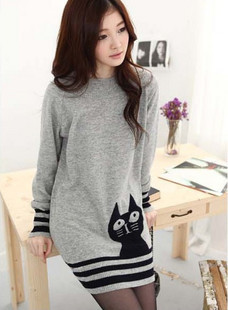 Free Shipping/new arrival autumn and winter women o-neck loose cat sweater/high quality/hot selling