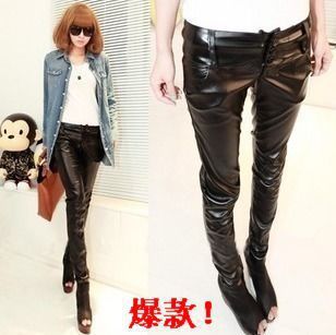 Free shipping,New arrival autumn fashion PU trousers slim female leather pants fashion all-match skinny pants legging