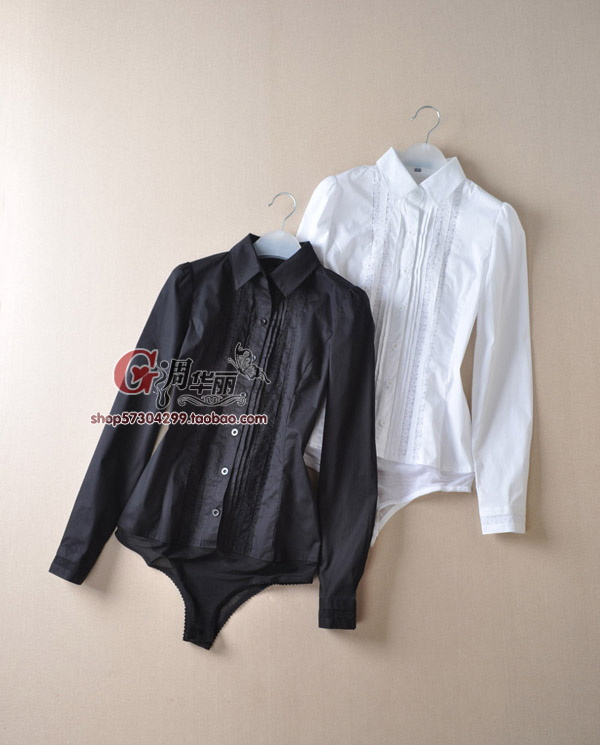 free shipping   new arrival autumn white collar formal turn-down collar long-sleeve slim one piece shirt cs-257