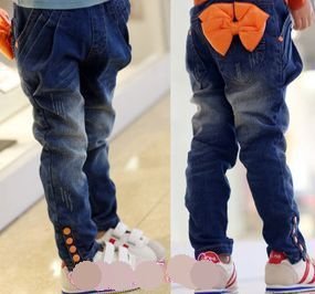 Free Shipping! new arrival baby girls cute bow denim pants kids fashion long trousers children's jeans,5pcs/lot