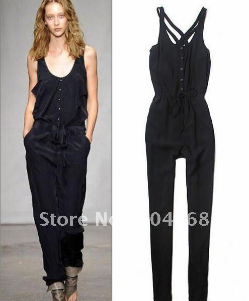 Free Shipping New Arrival Band Strapped Harem Pants, Harem Jumper suits Black color