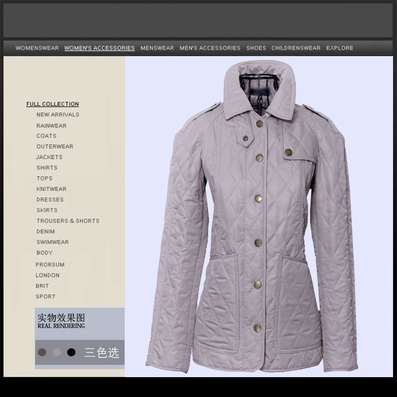Free shipping New Arrival Brand desinger Classic Brit Diamond Plaid Quilted Jacket Parkas for women green military jacket#Y1236