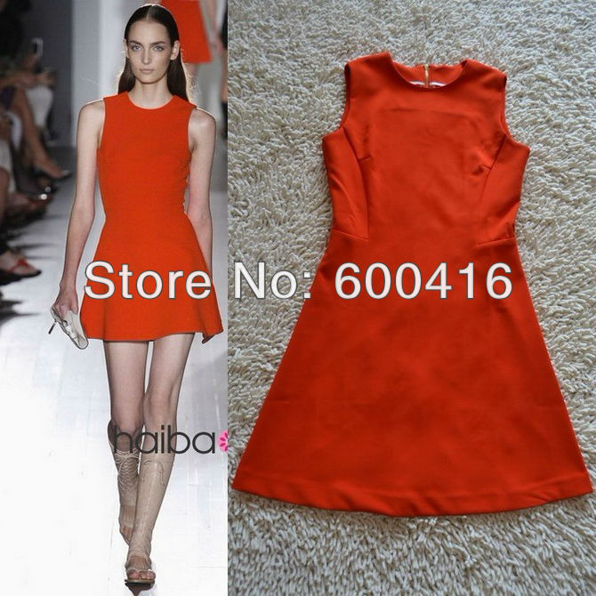 Free Shipping New Arrival Classy Orange Sleeveless Mini Dress 1213HU01