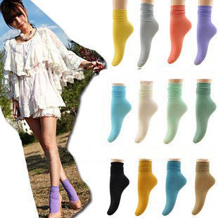 Free Shipping New Arrival color cotton vintage stocks half stockings Women fashion socks sexy candy piles of socks 30 pairs/lot