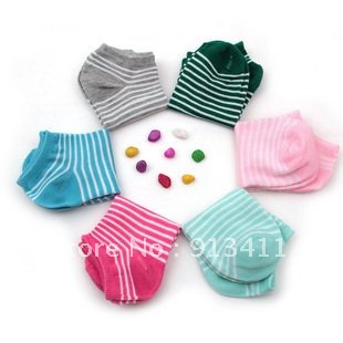 Free shipping! New Arrival comfortable candy striped color cotton woman sock slippers short socks