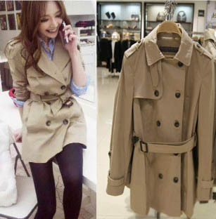 Free shipping,new arrival,double breasted women's slim trench coat, outerwear,S,M,L,XL#1021