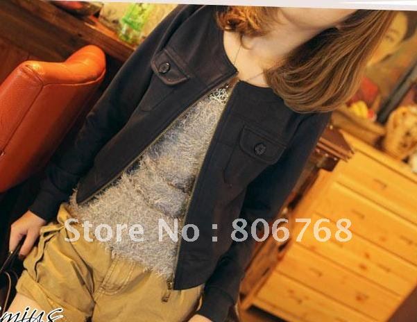 Free Shipping New Arrival Fashion b58 Women's o-neck Jacket Outerwear long-sleeve outwear short Jacket Coat