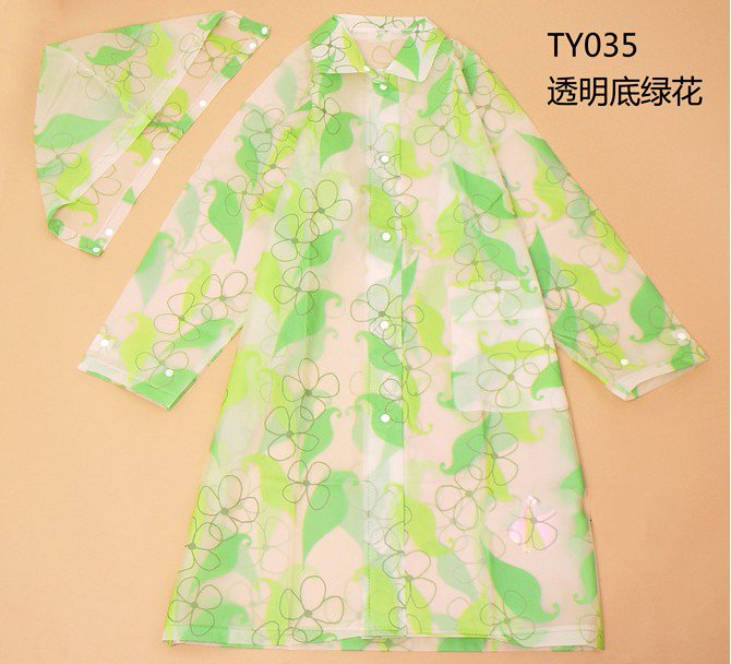 Free shipping new arrival fashion transparent Printing raincoat,Sub-body raincoat EVA,with raincoat bag,adult/women5pcs/lotTY035