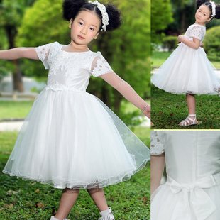 Free Shipping New Arrival Handmade White Embroidery Flower Girl Dresses,Party Dress Wholesale/Retail [rsm87]