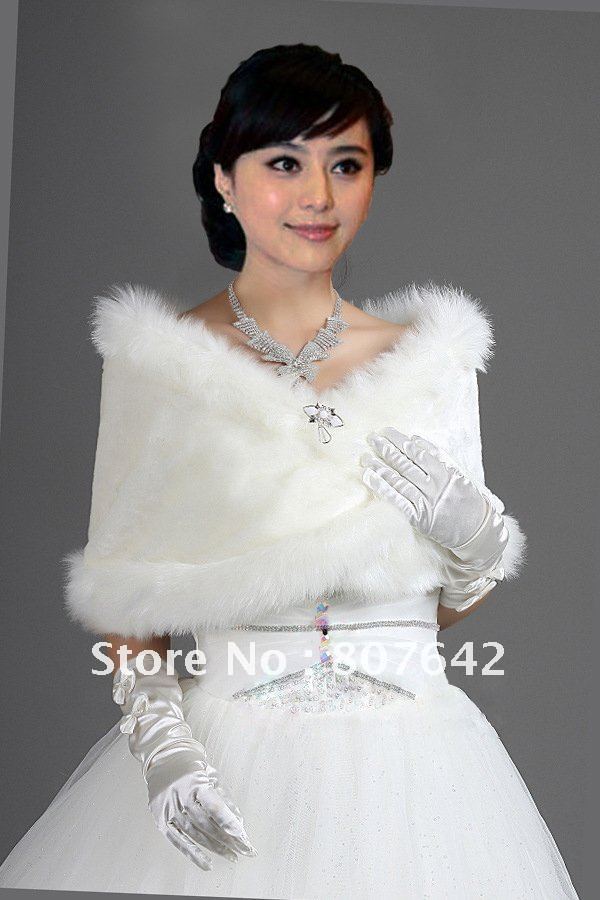 Free shipping New Arrival Ivory sleeveless artificial Fur wedding jackets bridal shawls length 100cm-135cm Sky-S009