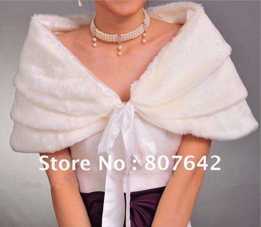 Free shipping New Arrival Ivory sleeveless artificial Fur wedding jackets bridal shawls length 100cm-135cm Sky-S011
