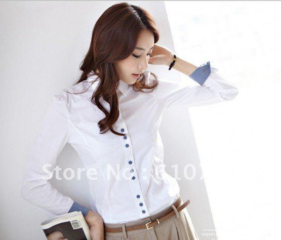 Free shipping New arrival Korea Version female white shirt women long sleeve shirt ladies' high-end commuter blouses F12016