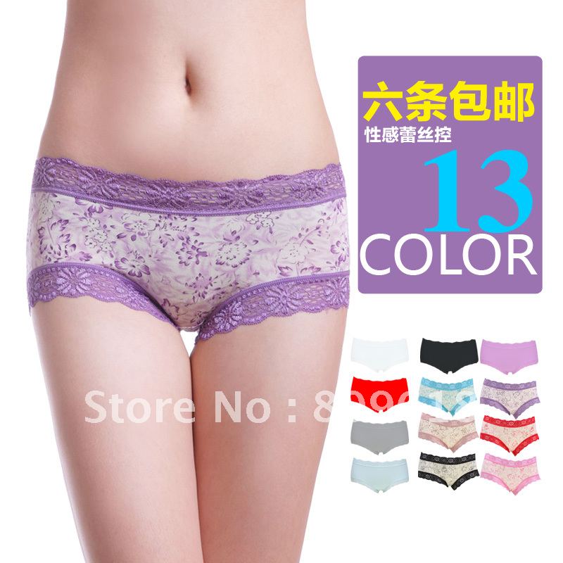 Free shipping  new arrival lace decoration lingerie refreshin bamboo fibre panty