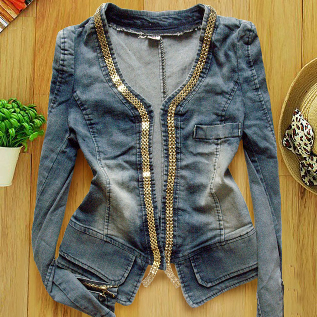 Free shipping,new arrival,lady fashion denim jacket,women's denim coat,M,L