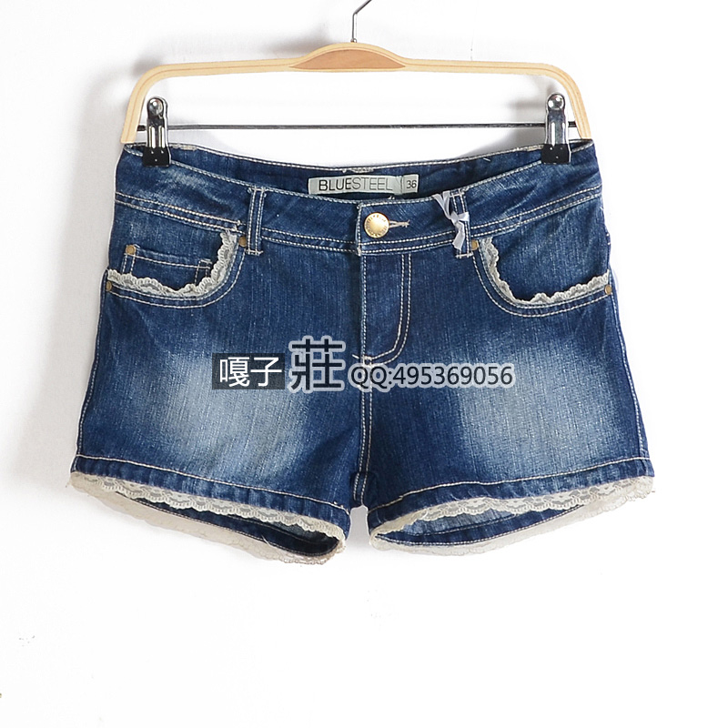 Free Shipping New arrival mm spring plus size clothing fashion jeans shorts pants lace 68