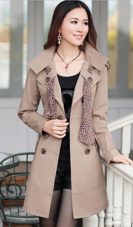 free shipping  new arrival OL style  women's double breasted  trenchcoat  with free scarf