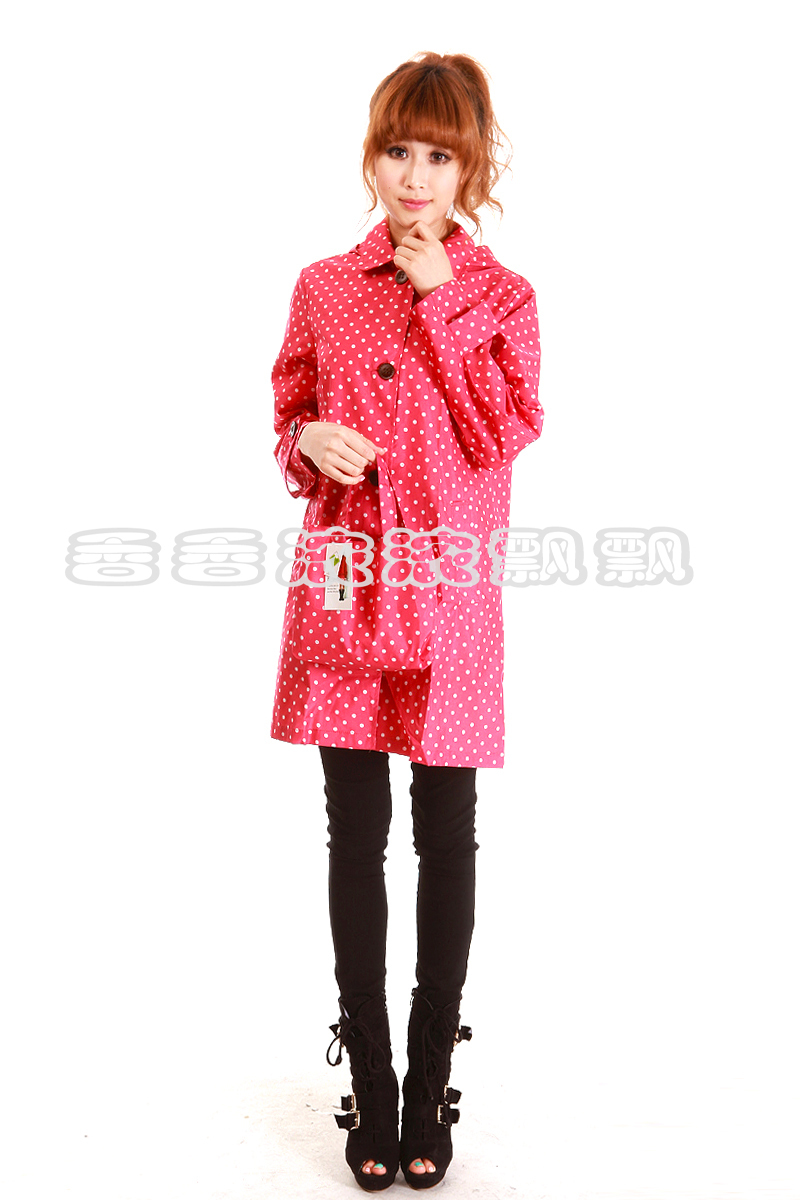 Free Shipping New arrival raincoat polka dot trench poncho soft thin outerwear 1012