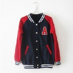 Free shipping New arrival students long sleeve letter A fleece baseball jacket women casual sports outwear/hoody