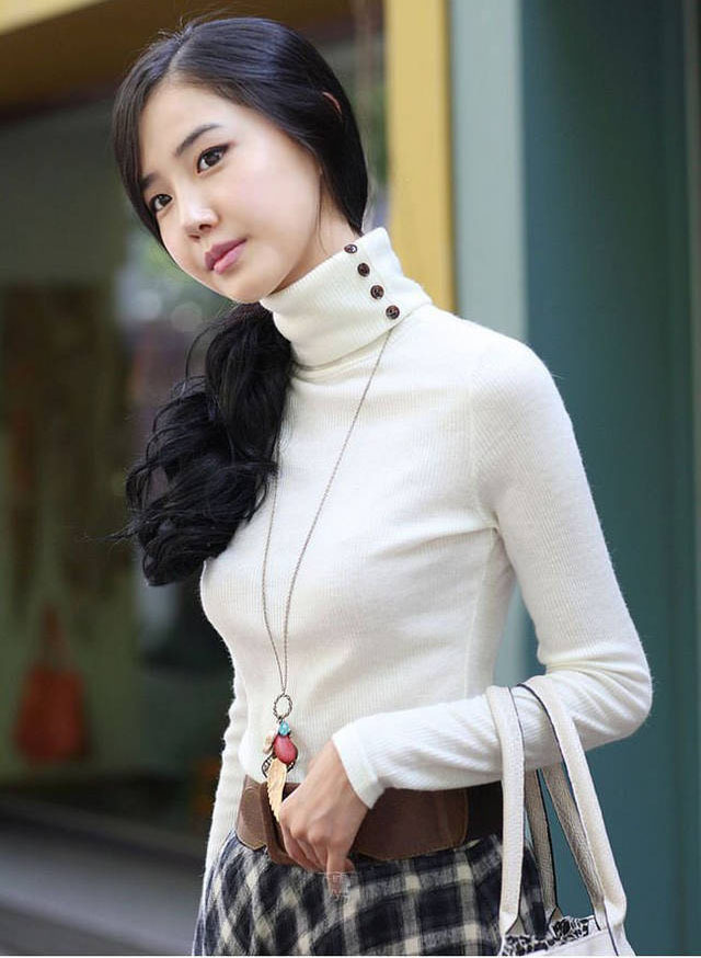 Free Shipping new arrival sweet fashion all-match turtleneck muffler wool cotton thickening sweater shirts for women DN8001DS