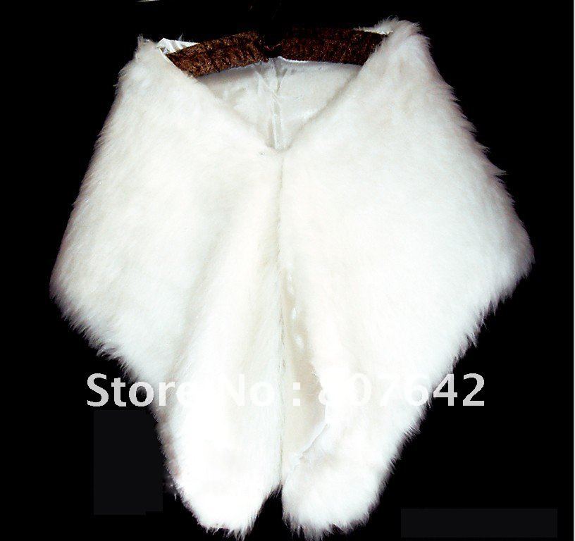 Free shipping New Arrival white/red sleeveless artificial Fur wedding jackets bridal shawls length 175cm width 30cm Sky-S012