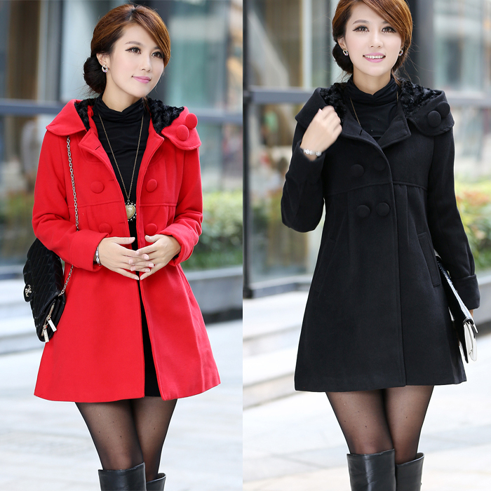 Free shipping,new arrival,women double breasted slim woolen outerwear, trench jacket,S,M,L,XL