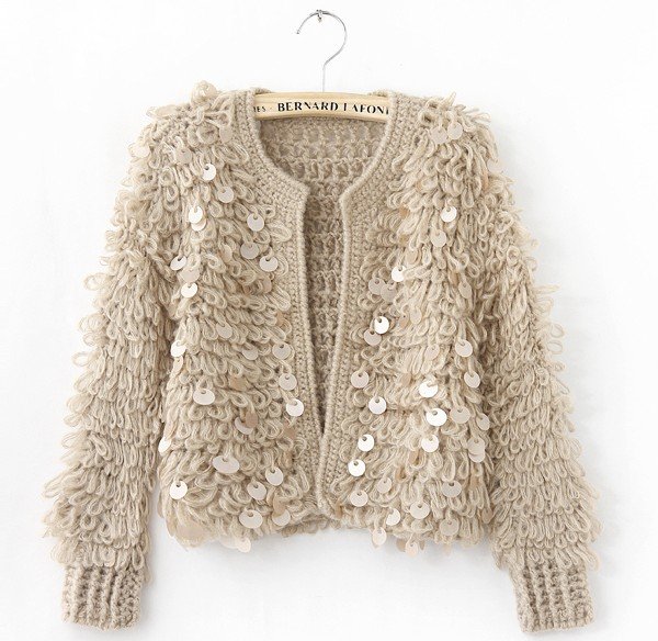 Free Shipping New Arrival Women's Blouse Short Cardigan Sequin Jakcet Wholesale Free Size 1701