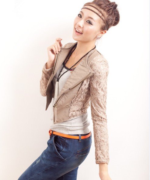 Free Shipping New Arrival Women's Cool Fashion Jacket ,Korea Sexy Leather ,Ladies Leather Jacket Lace Jacket 2012  ED-070