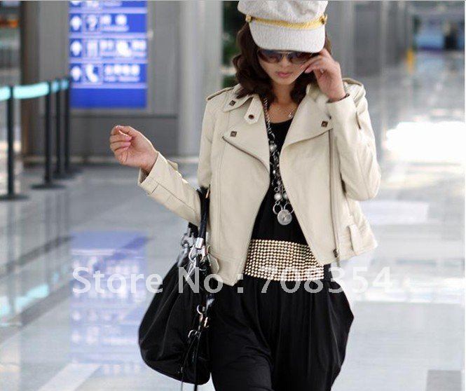 Free shipping!New Arrival Women's Faux Leather Jacket/PU Lapel Coat/Outerwear