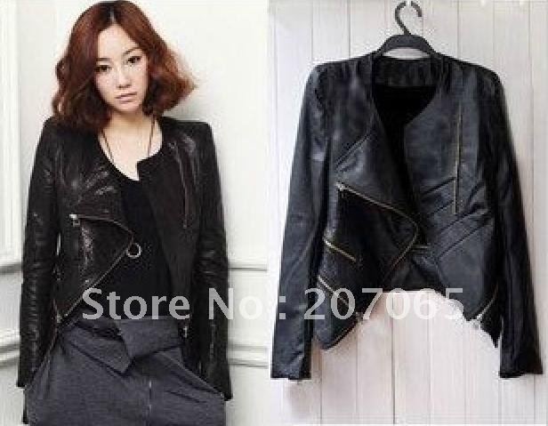 Free shipping New Arrival Women's Faux Leather Jacket,PU Lapel Coat,Outerwear