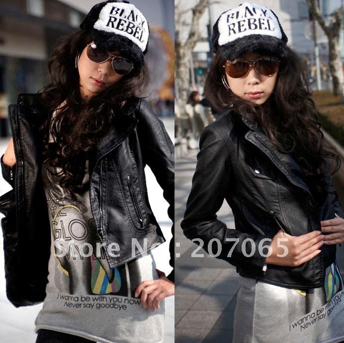 Free shipping New Arrival Women's Faux Leather Jacket,PU Lapel Coat,Outerwear,Personality wild Obscure soft PU  Jacket