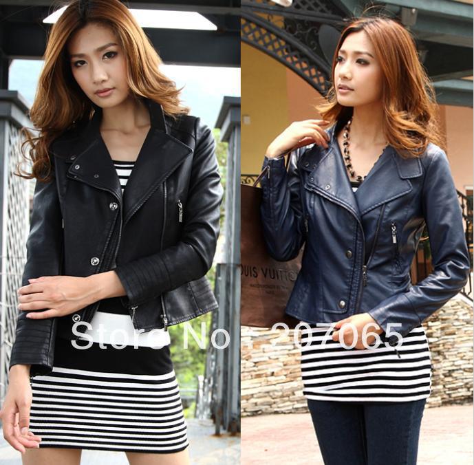 Free shipping New Arrival Women's Faux Leather Jacket,PU Lapel Coat,Outerwear,small jacket  3 colour