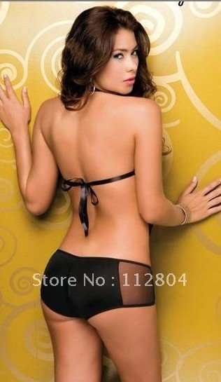 Free Shipping  New Arrival Women Sexy Sleepwear Black One-Piece Hot selling Lingerie  2012