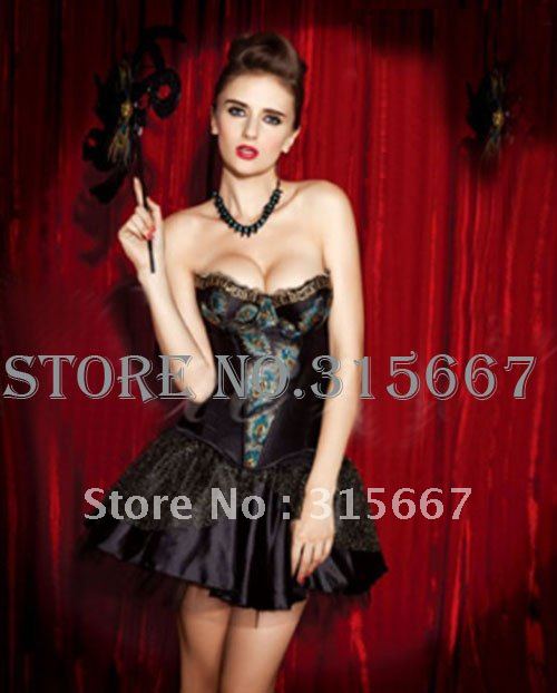 free shipping new arrival1set corset+g-string+orginal feather dress wholesale Best quality corset,shaper,lingerie,bustier