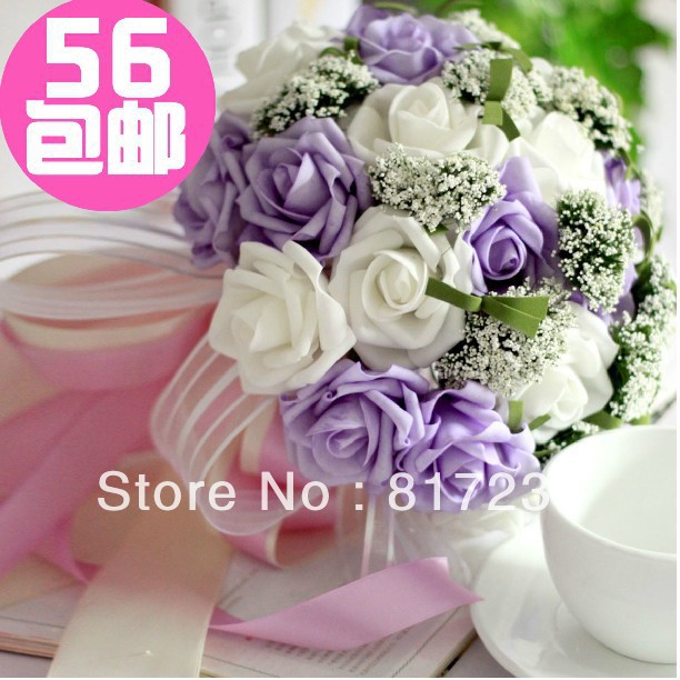 Free Shipping New Arriveal Beautiful Purple Rose Bridal Bouquets for Wedding Wedding Bouque PE Flower Bouquet >>htu56ef