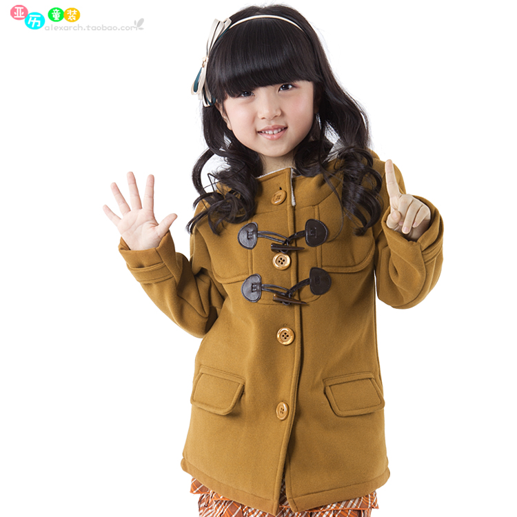 Free shipping new arrived Alexarch girls clothing 2013 autumn and winter brief casual thick nap double layer outerwear f5039