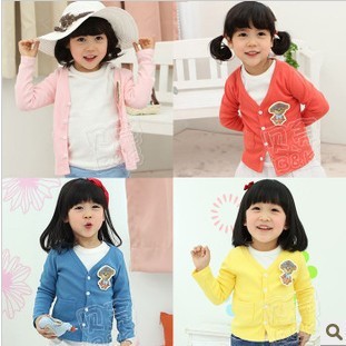 free shipping New arrivel 2013 spring candy bear girls clothing baby child cardigan