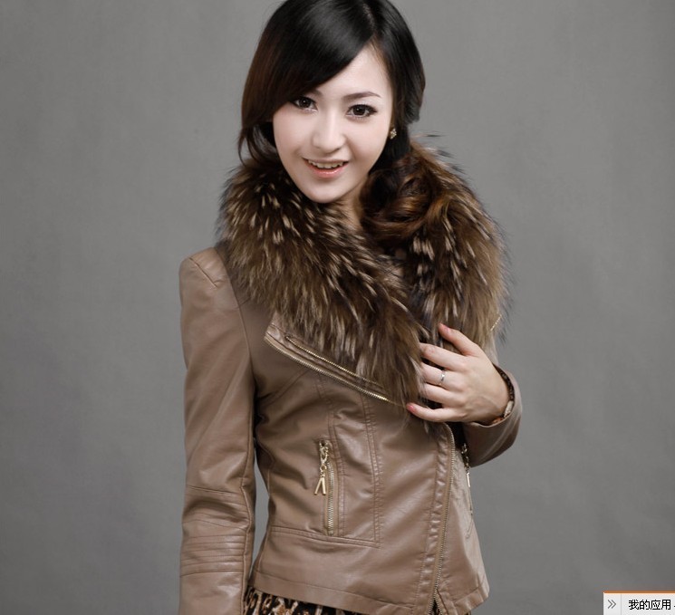 Free shipping,new arrivel autumn and winter PU coat,shotr coat,fashion coat, Large fur collar. Hot selling.3XL size