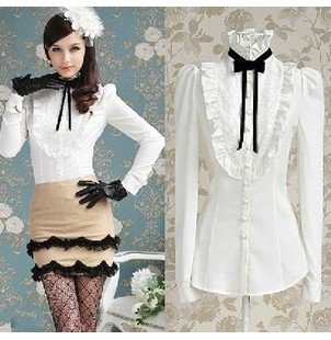 Free shipping! New Autumn Lace decoration  blouses for women 2012,Plus size Ladies Shirts C800-5976