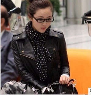 FREE SHIPPING New autumn rivet jacket lapel zipper punk locomotive PU Leather Ladies