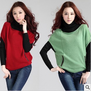 Free shipping new autumn winter bat-wing short  sleeve sweater, lady's O-neck knitwear many color choose